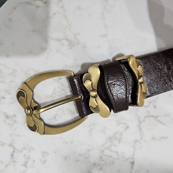 Betsey Johnson Brown Belt, Gold Buckle Man-Made Material Size L 40 Inches - Picture 6 of 11